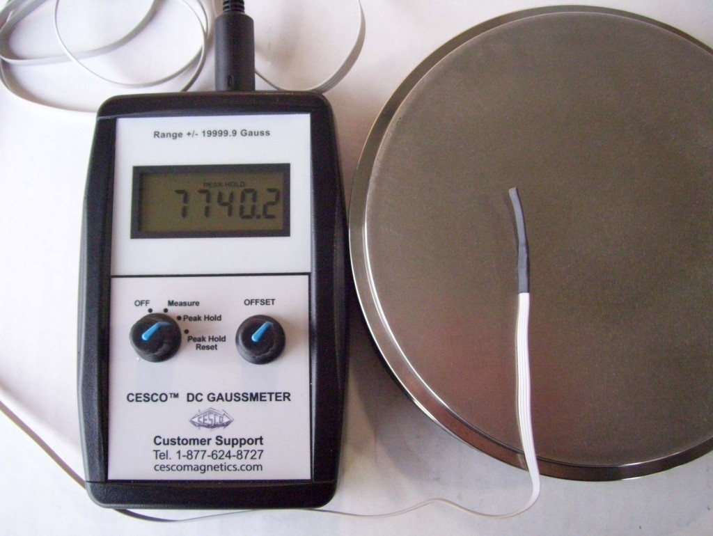 Gaussmeter undergoing calibration